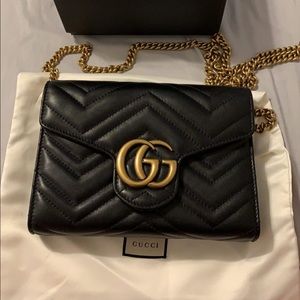 Gucci Marmont Chevron Quilted Leather Flap Wallet